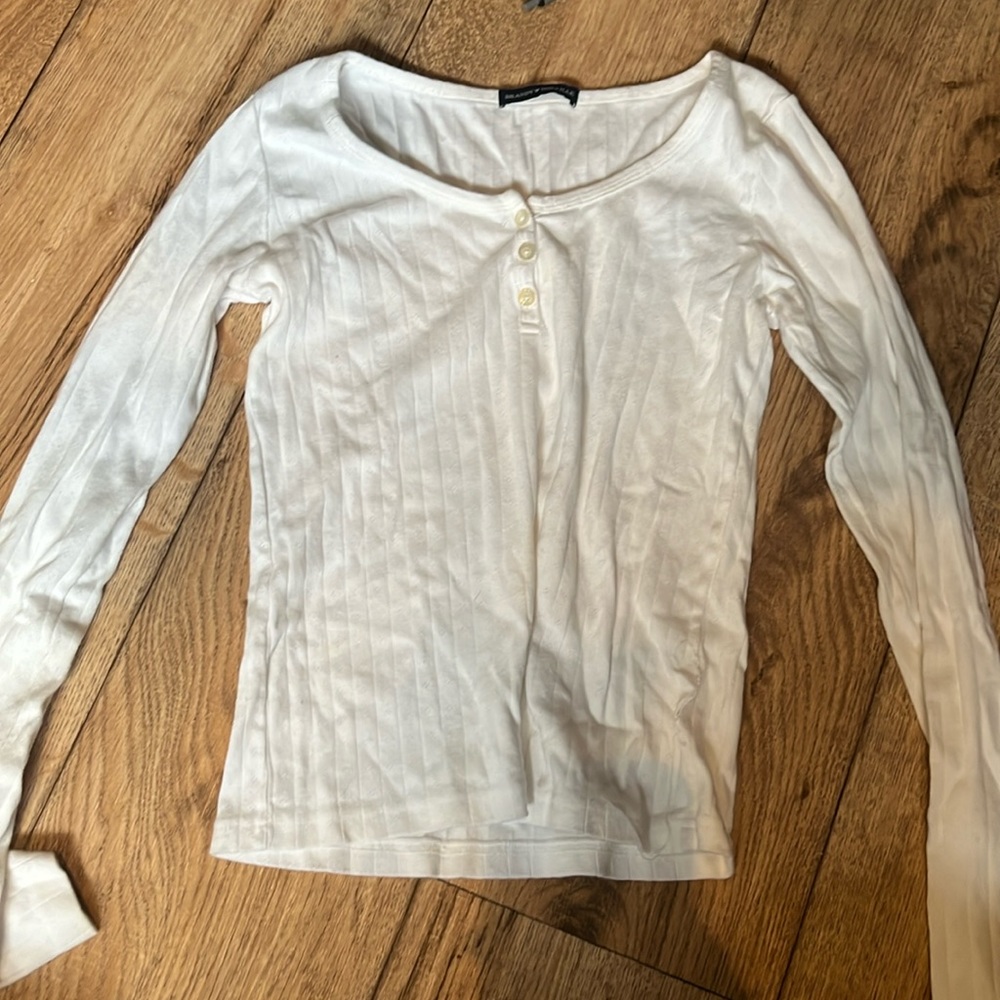 White textured brandy melleville long sleeve